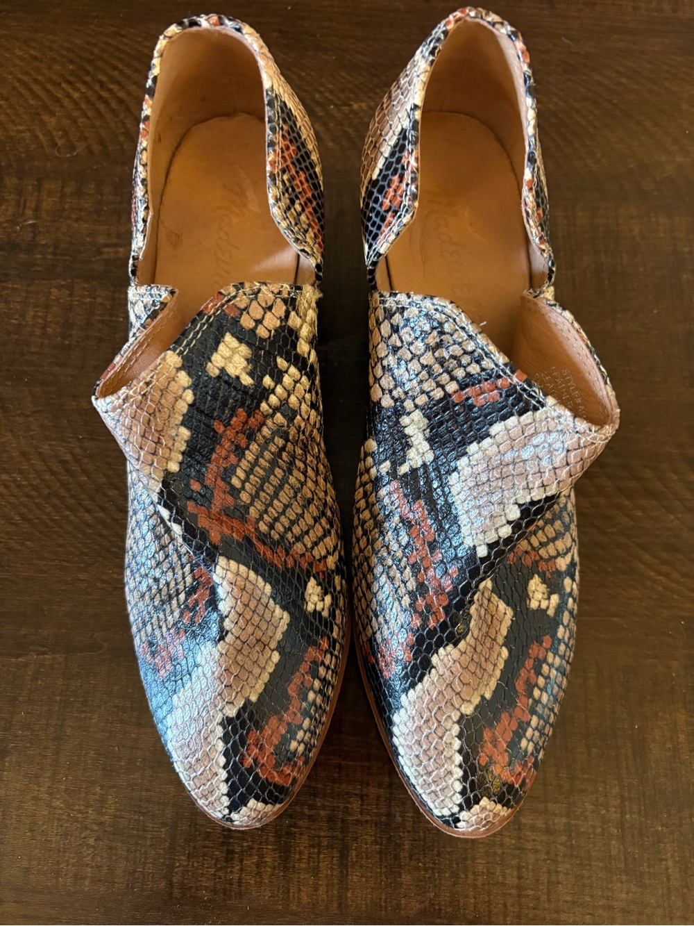 Madewell Women's Snake-Print Ankle Booties in Black, Brown & Cream